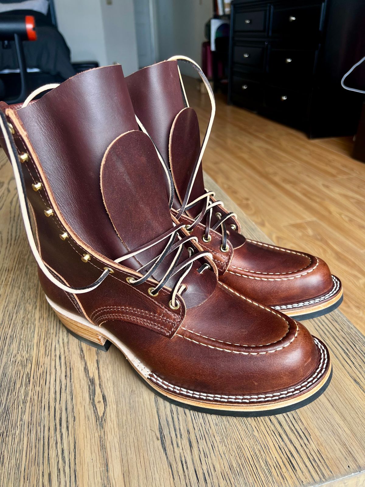 Photo by patinatimes on April 4, 2024 of the Nicks Moc Toe in Italian Brown Cypress.