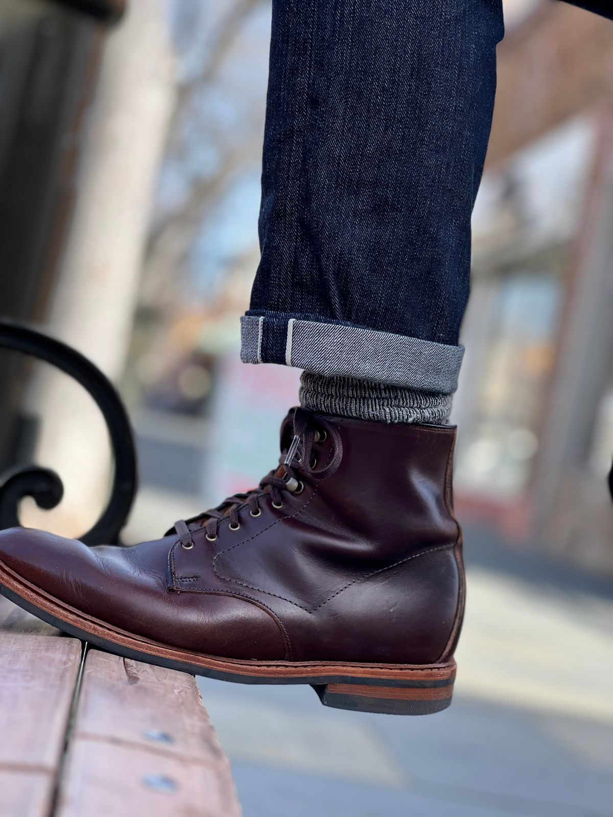 Photo by patinatimes on February 20, 2023 of the Allen Edmonds Higgins Mill in Horween Brown Chromexcel.