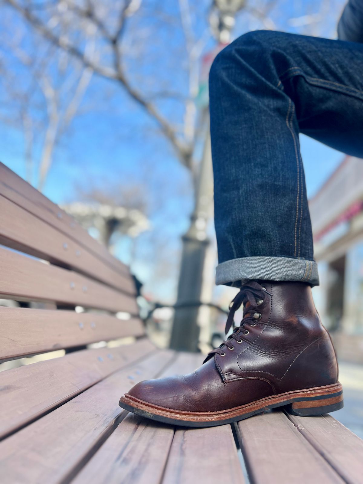 Photo by patinatimes on February 20, 2023 of the Allen Edmonds Higgins Mill in Horween Brown Chromexcel.