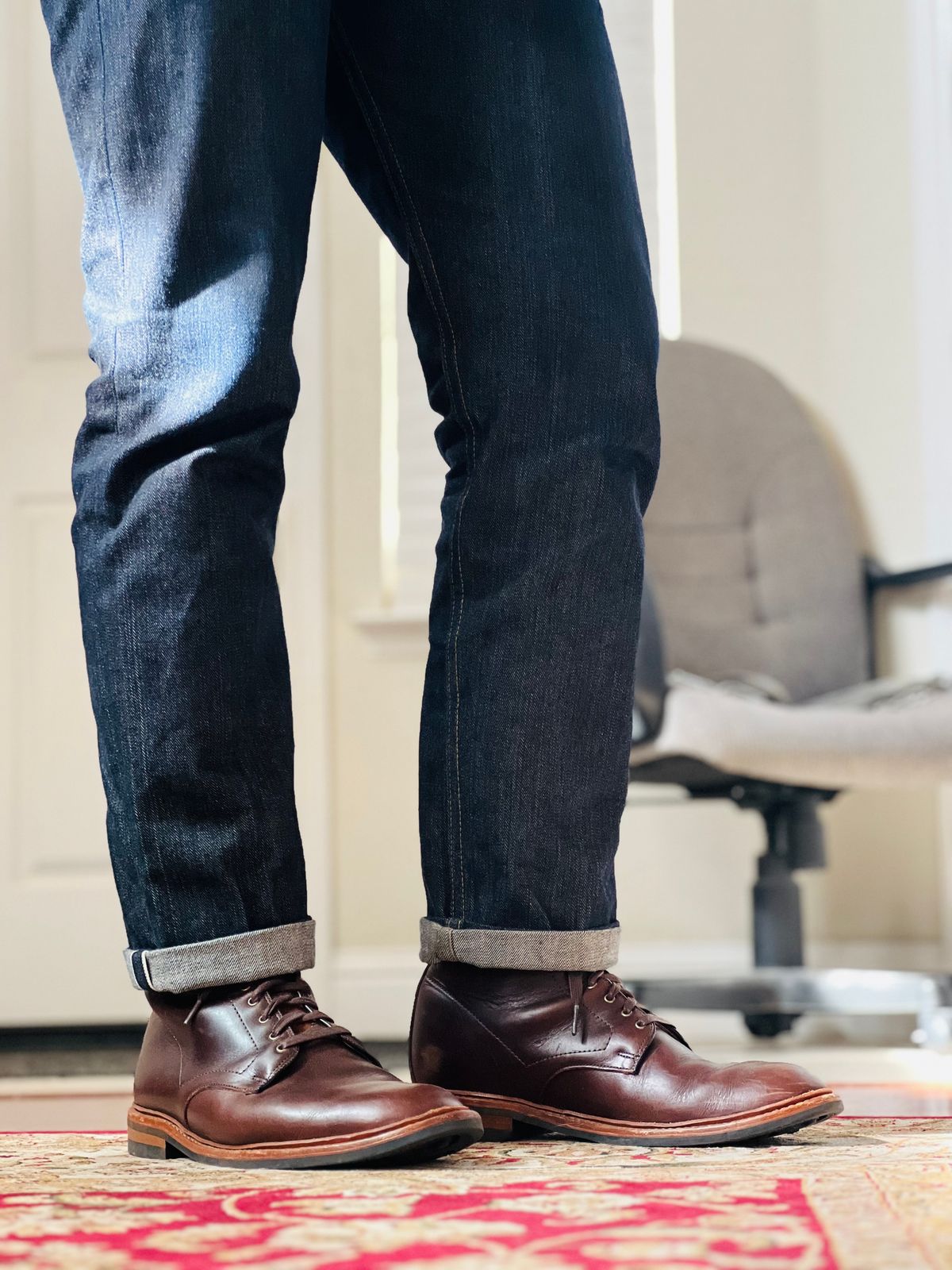 Photo by patinatimes on February 20, 2023 of the Allen Edmonds Higgins Mill in Horween Brown Chromexcel.