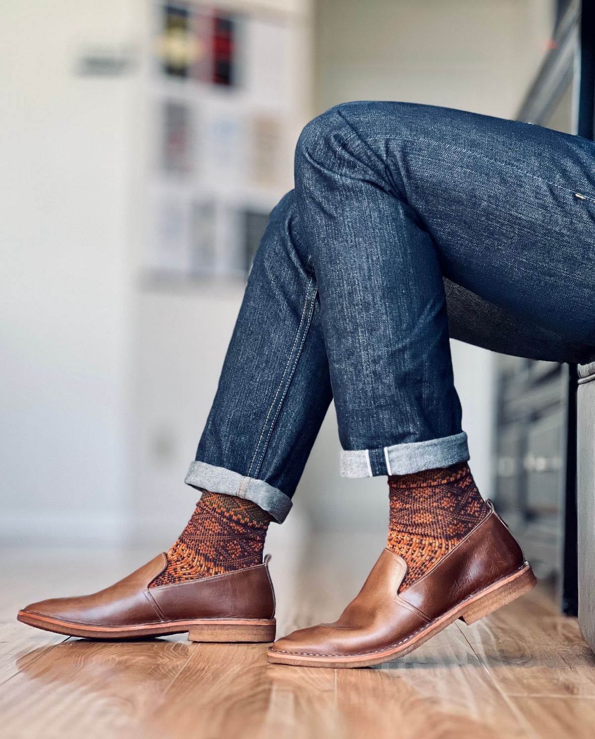 Photo by patinatimes on January 7, 2025 of the Blkbrd Shoemaker Travers in Horween Natural Chromexcel.