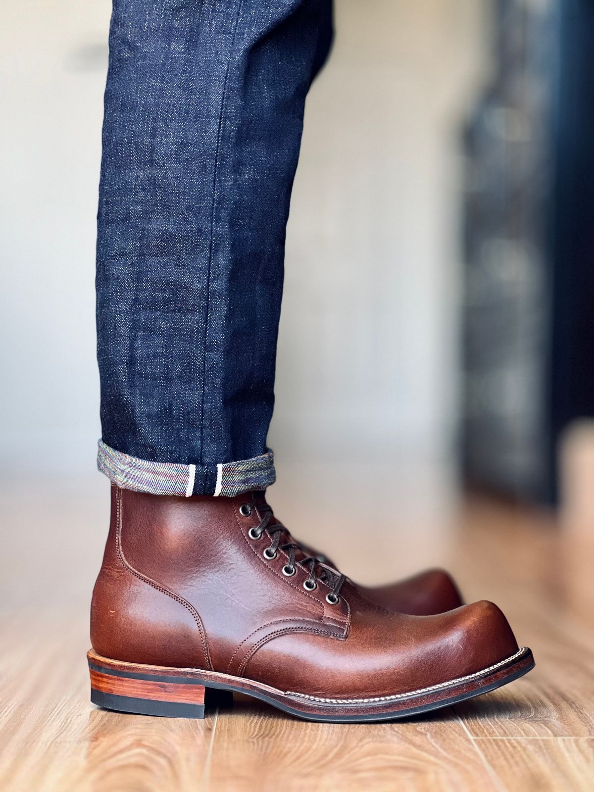 Photo by patinatimes on March 17, 2025 of the Viberg 310 in Horween Dark Rubber Dublin.