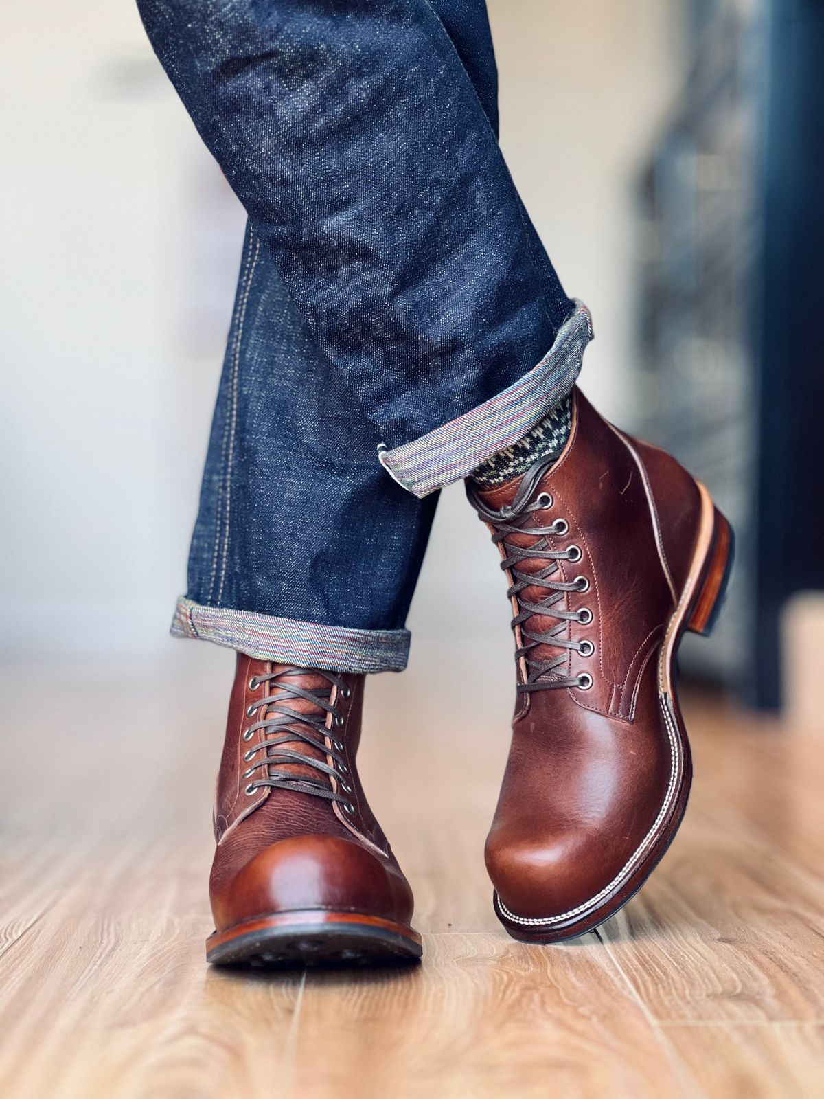 Photo by patinatimes on March 17, 2025 of the Viberg 310 in Horween Dark Rubber Dublin.
