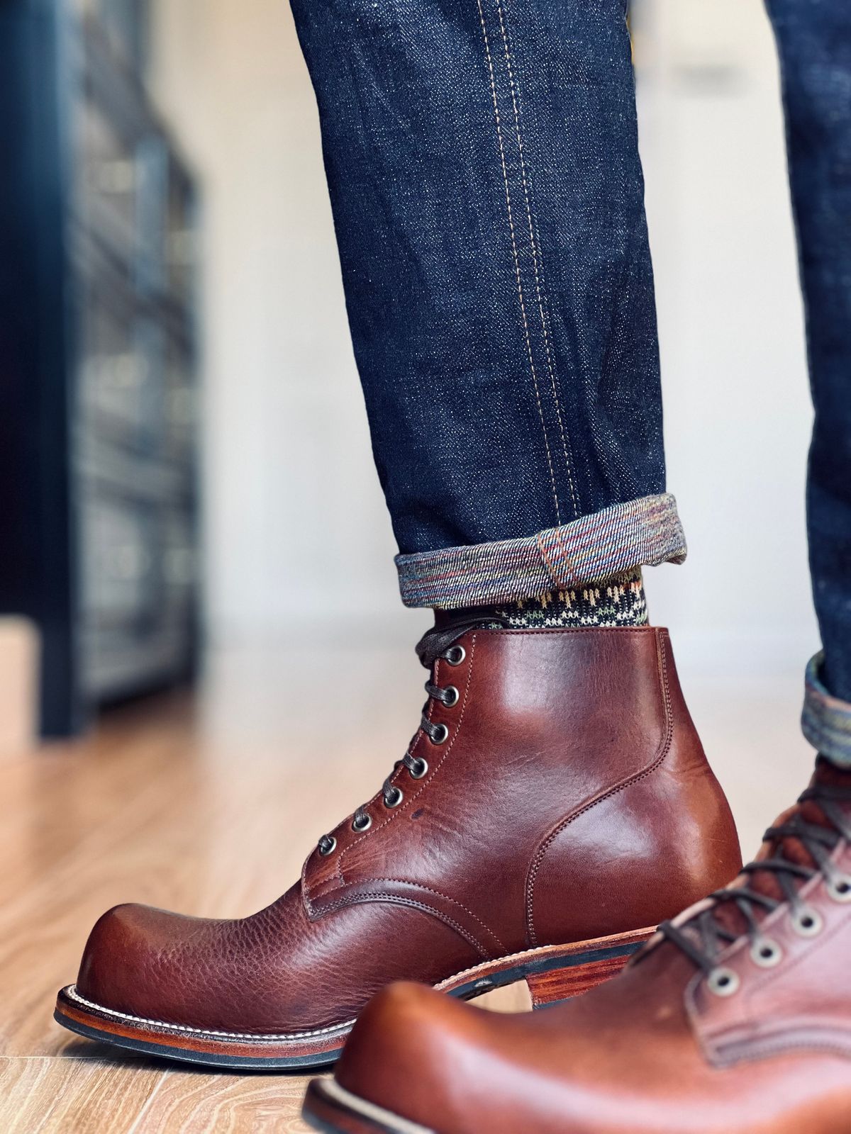 Photo by patinatimes on March 17, 2025 of the Viberg 310 in Horween Dark Rubber Dublin.