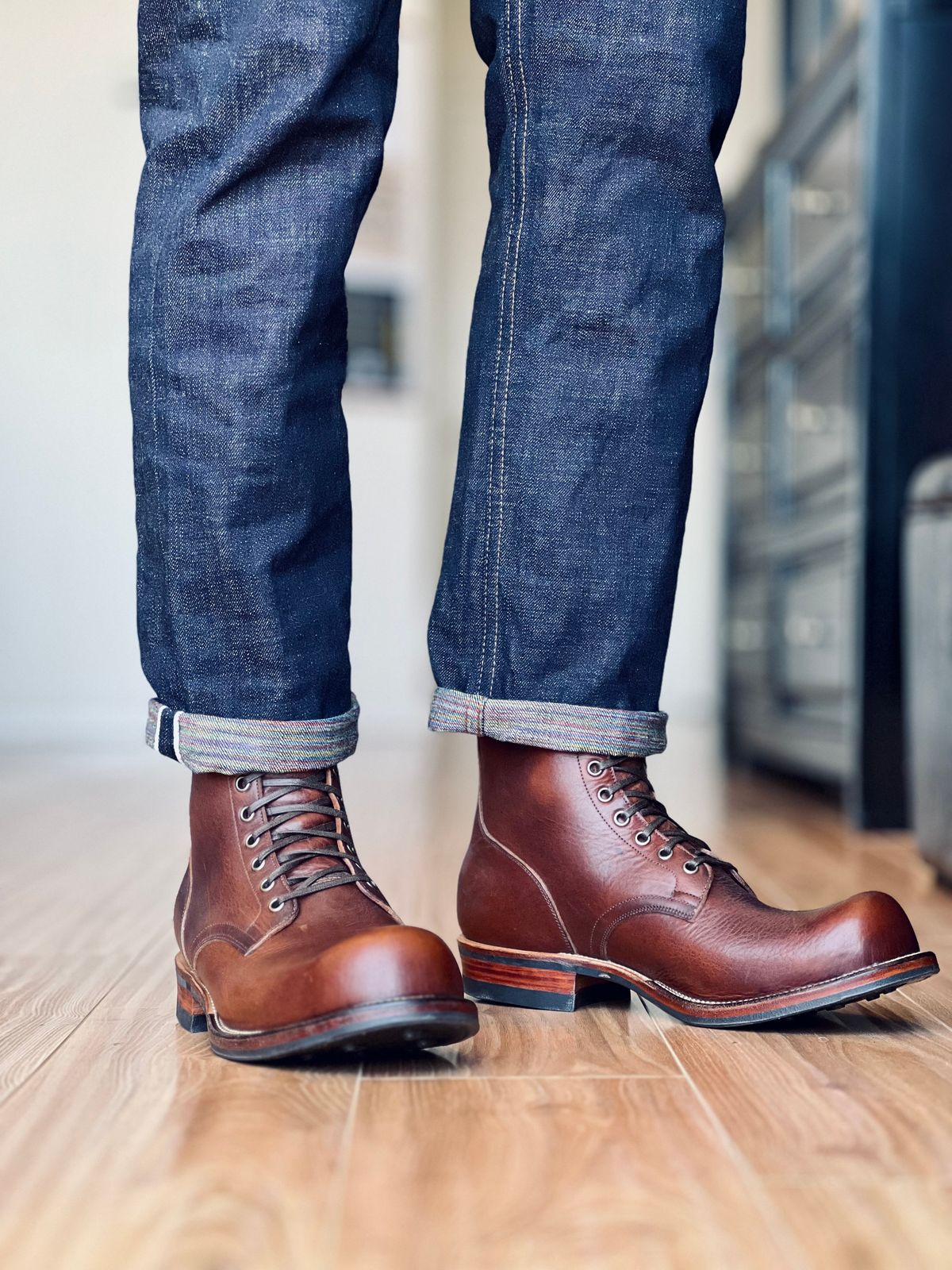 Photo by patinatimes on March 17, 2025 of the Viberg 310 in Horween Dark Rubber Dublin.