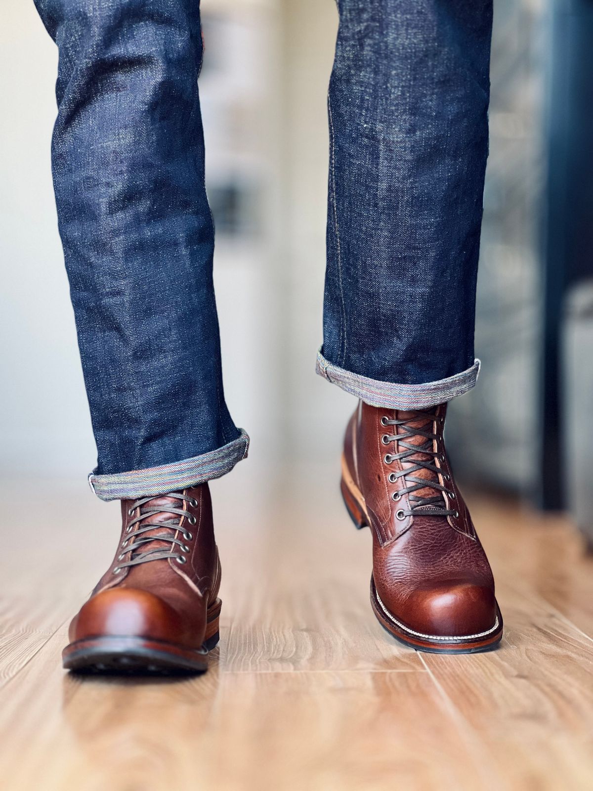 Photo by patinatimes on March 17, 2025 of the Viberg 310 in Horween Dark Rubber Dublin.