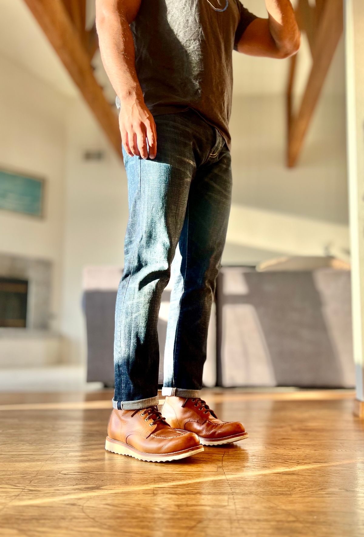 Photo by patinatimes on October 18, 2023 of the Grant Stone Brass Boot in Badalassi Carlo Saddle Tan Minerva.