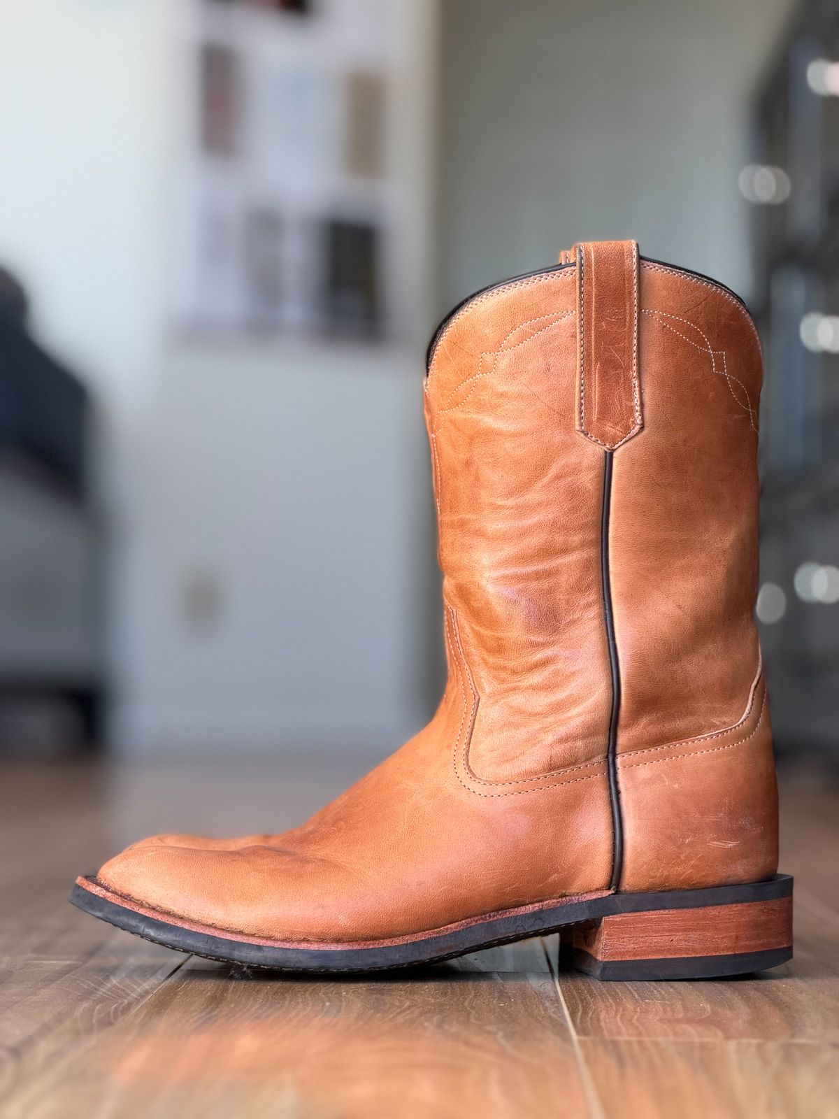 Photo by patinatimes on December 5, 2025 of the Coronado Leather Roper Boot No. 10 in Horween Dublin Natural Horsehide.