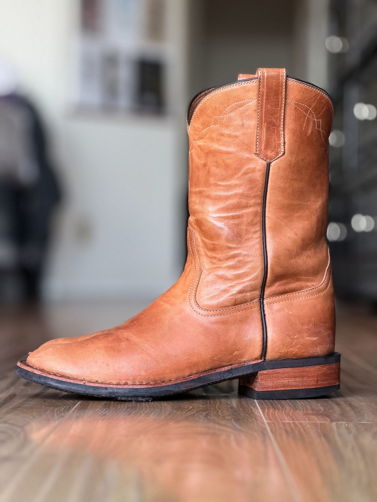 Photo by patinatimes on January 5, 2026 of the Coronado Leather Roper Boot No. 10 in Horween Dublin Natural Horsehide.