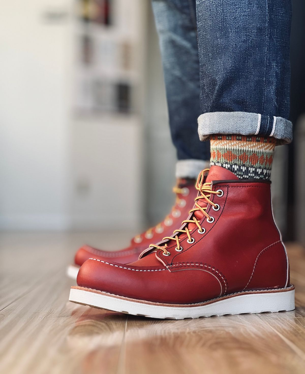 Photo by patinatimes on December 9, 2024 of the Red Wing 6-Inch Classic Moc in S.B. Foot Oro-Russet Portage.