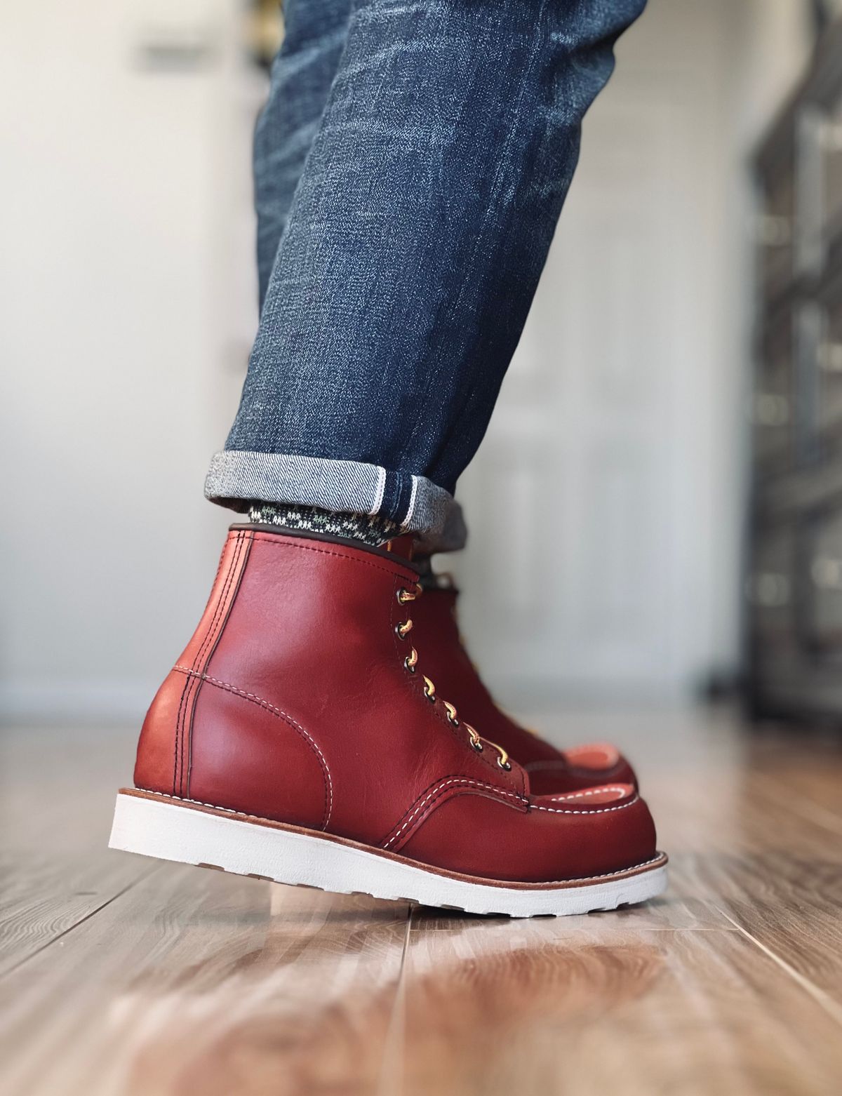 Photo by patinatimes on December 9, 2024 of the Red Wing 6-Inch Classic Moc in S.B. Foot Oro-Russet Portage.