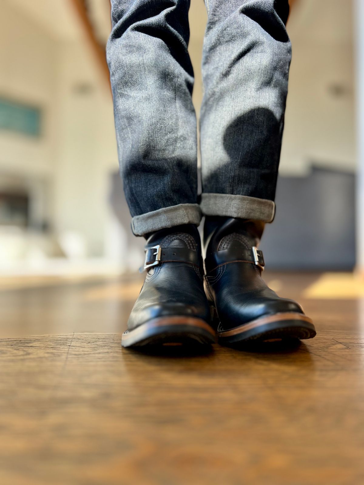 Photo by patinatimes on January 9, 2024 of the Wesco Mister Lou in Horween Black Chromexcel Horsehide.