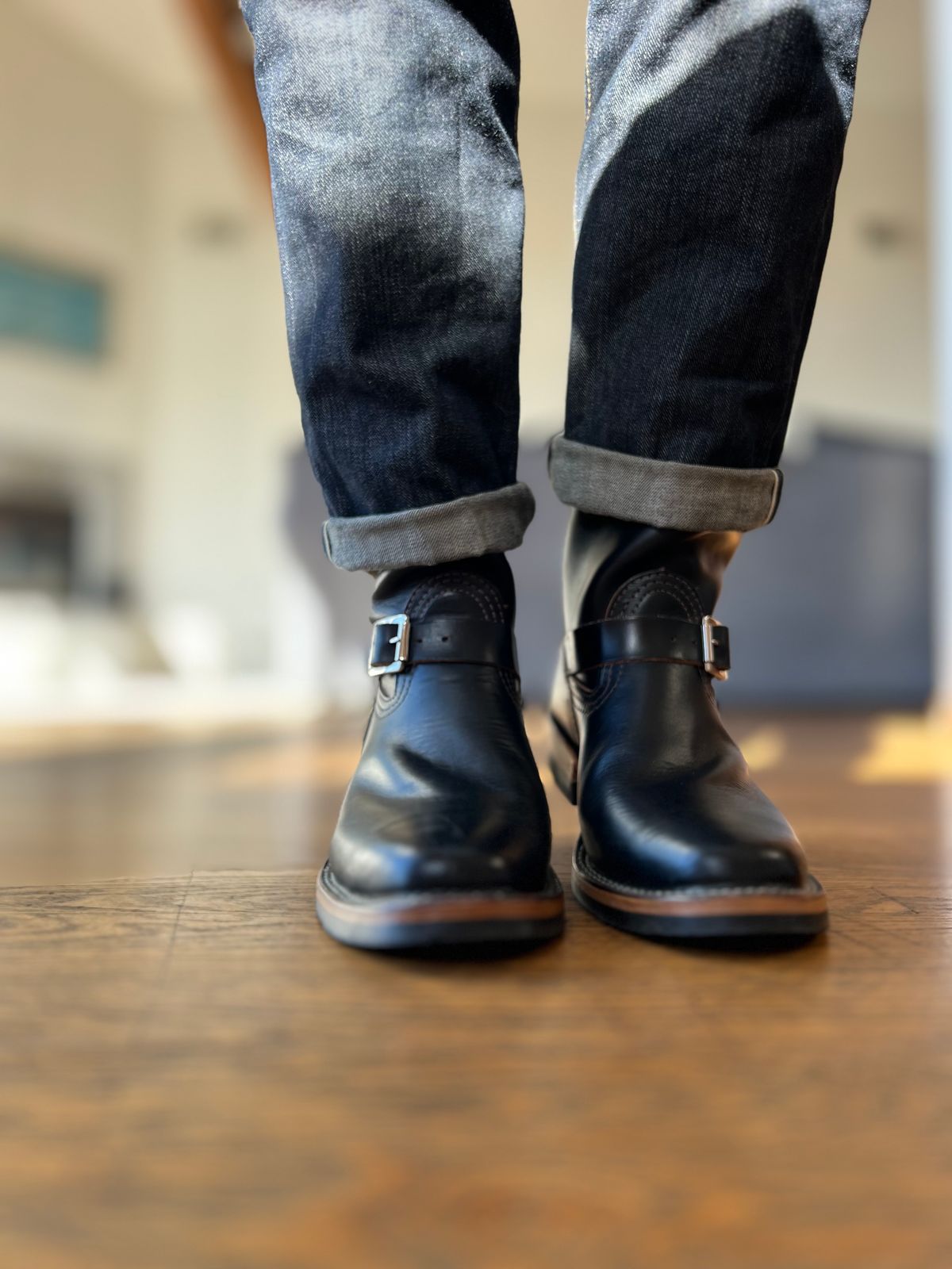 Photo by patinatimes on January 9, 2024 of the Wesco Mister Lou in Horween Black Chromexcel Horsehide.