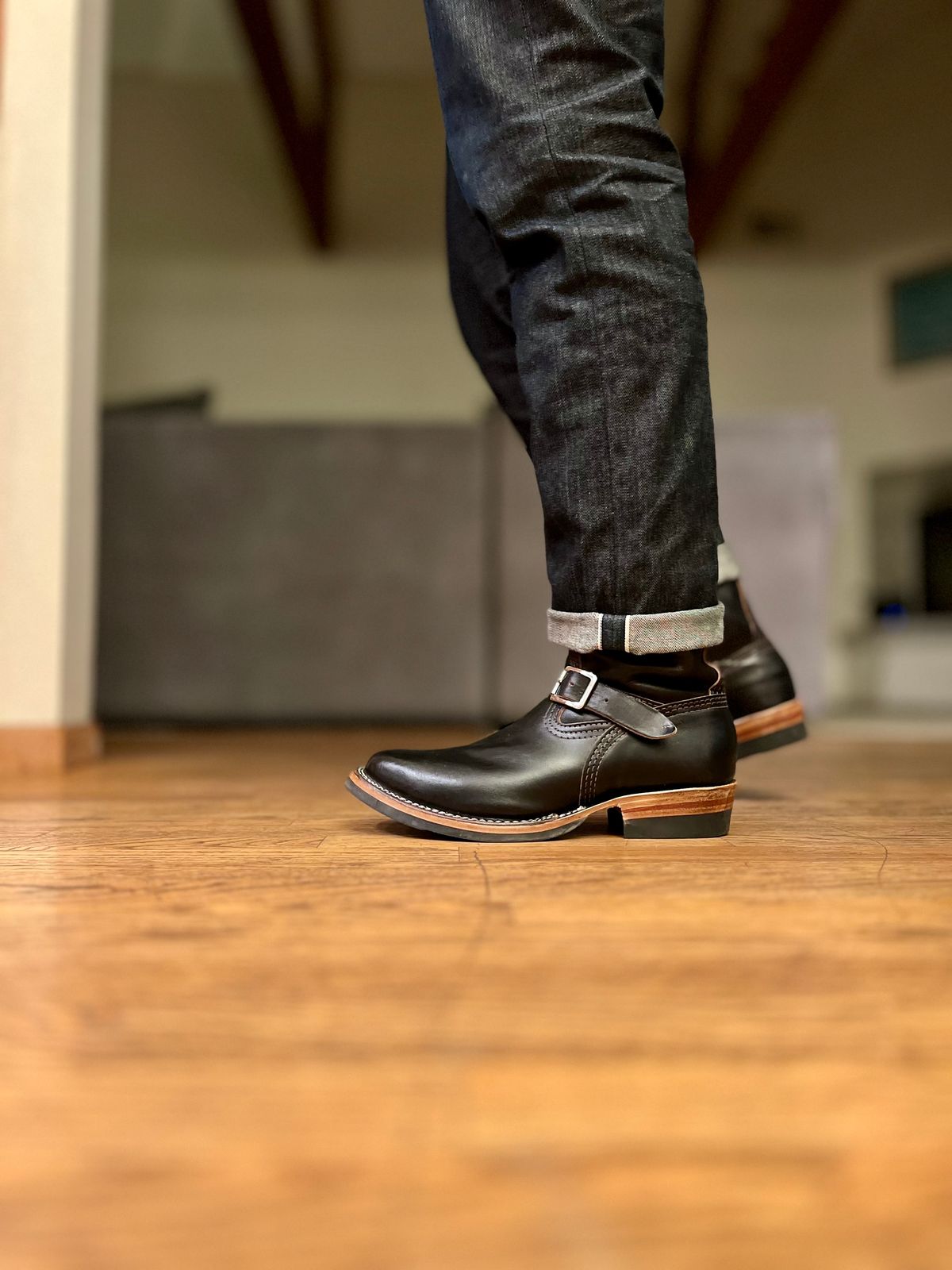 Photo by patinatimes on January 13, 2024 of the Wesco Mister Lou in Horween Black Chromexcel Horsehide.