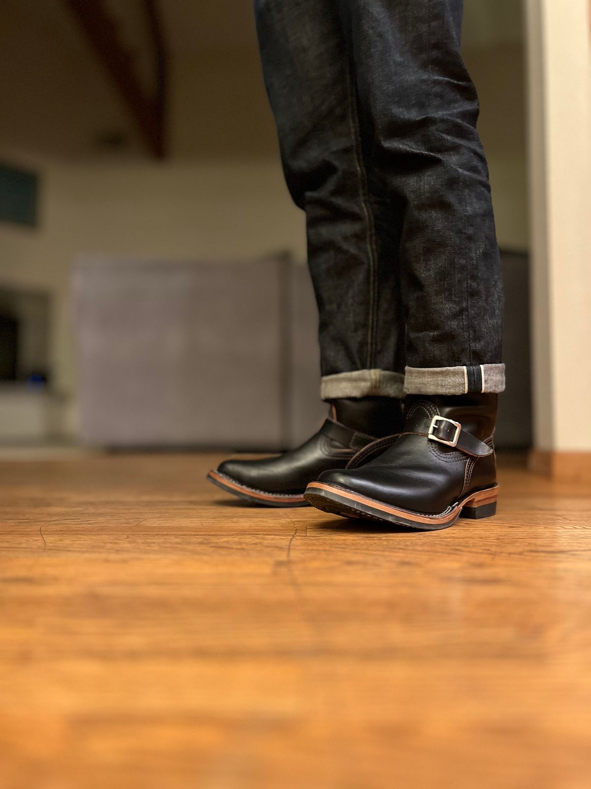 Photo by patinatimes on January 13, 2024 of the Wesco Mister Lou in Horween Black Chromexcel Horsehide.