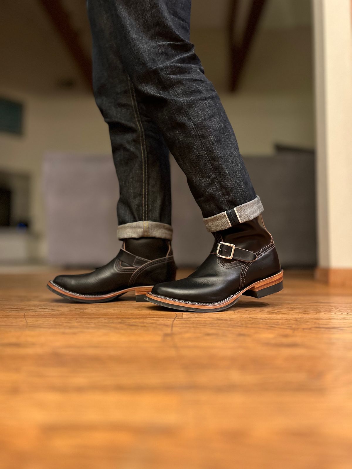 Photo by patinatimes on January 13, 2024 of the Wesco Mister Lou in Horween Black Chromexcel Horsehide.