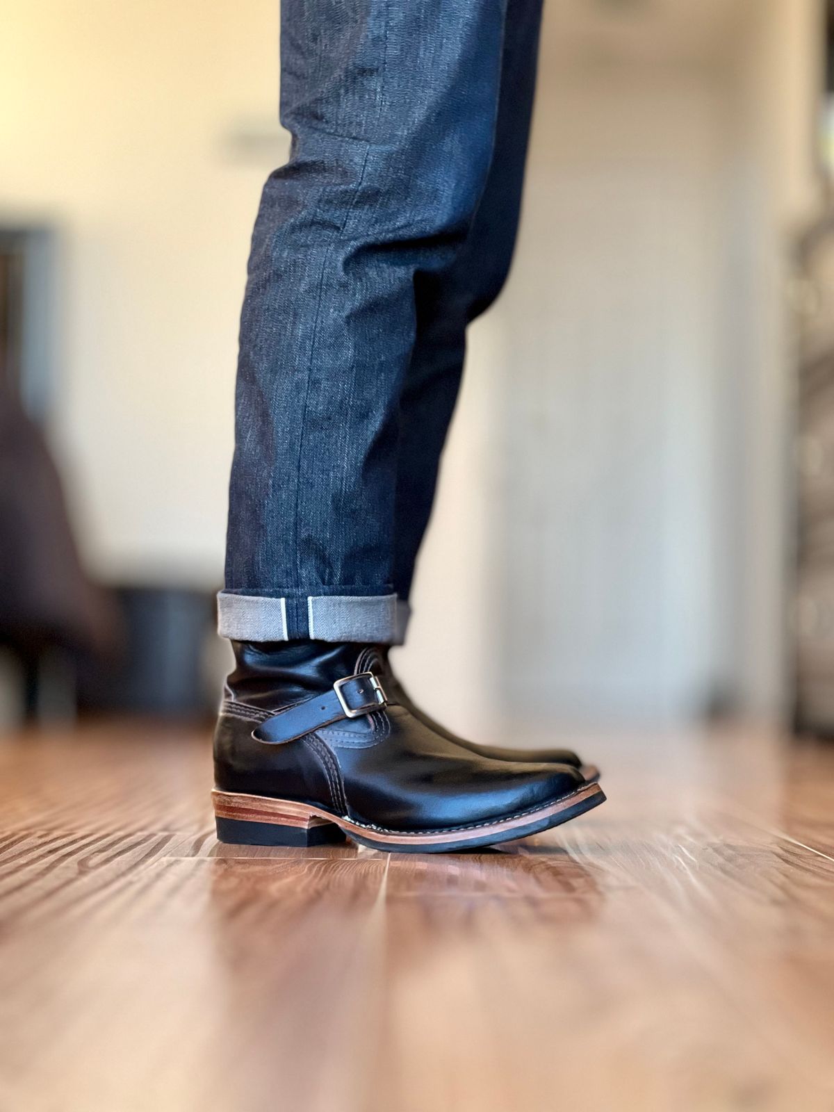 Photo by patinatimes on March 1, 2024 of the Wesco Mister Lou in Horween Black Chromexcel Horsehide.