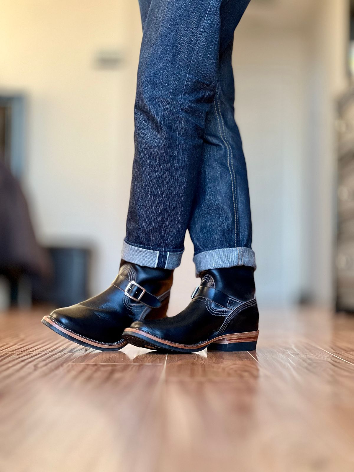 Photo by patinatimes on March 1, 2024 of the Wesco Mister Lou in Horween Black Chromexcel Horsehide.