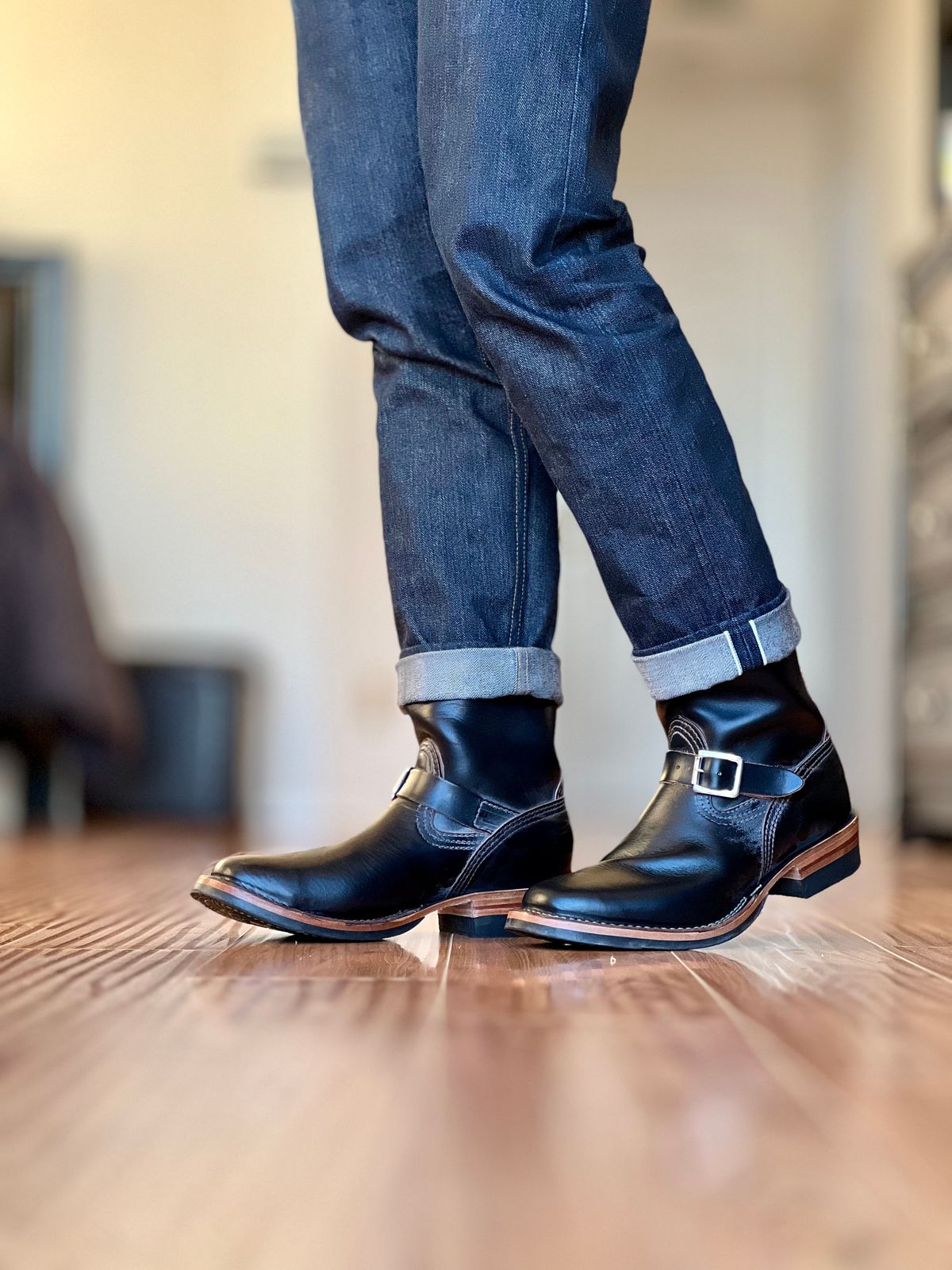 Photo by patinatimes on March 1, 2024 of the Wesco Mister Lou in Horween Black Chromexcel Horsehide.