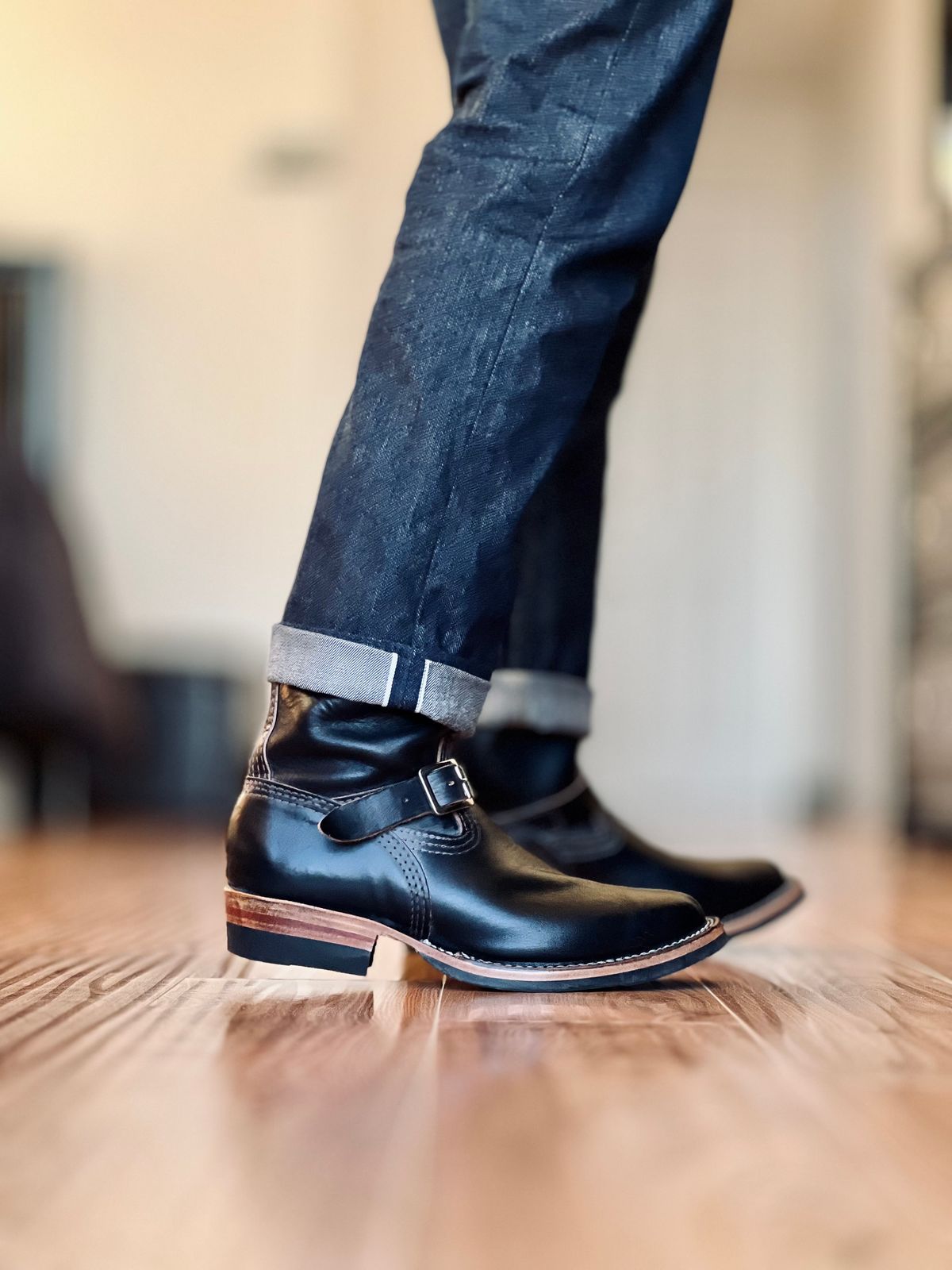 Photo by patinatimes on March 1, 2024 of the Wesco Mister Lou in Horween Black Chromexcel Horsehide.