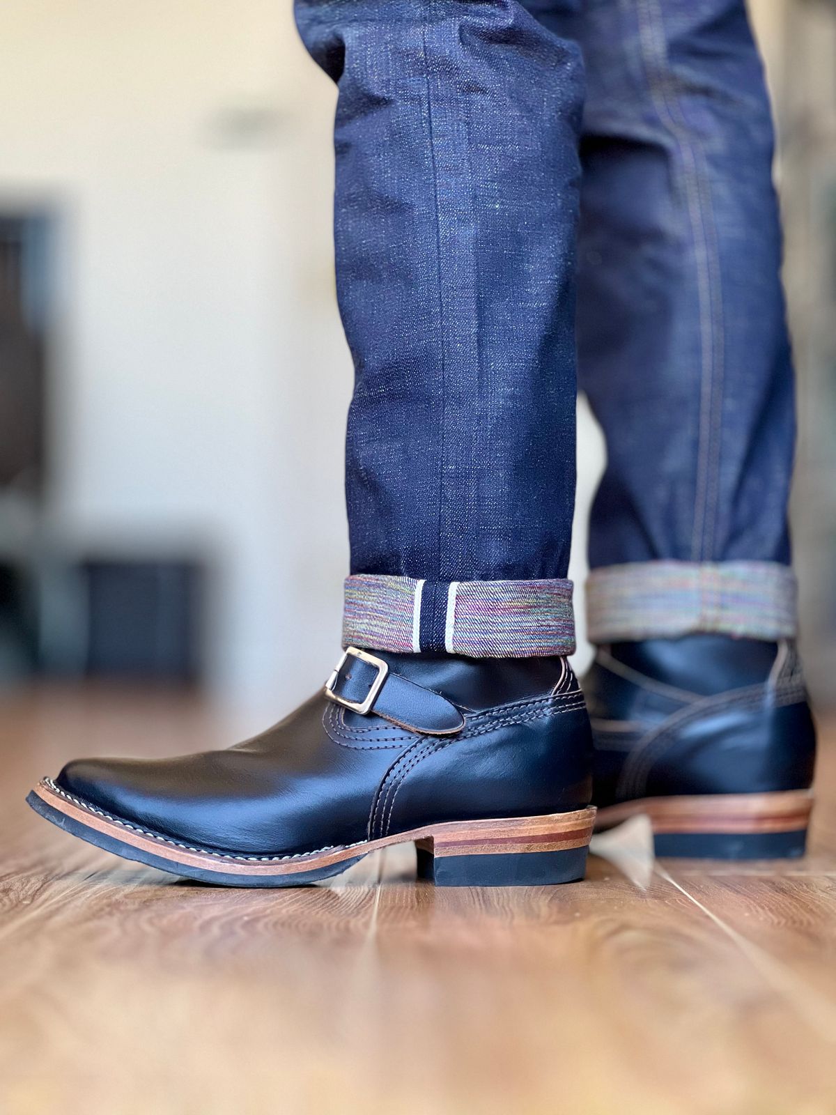 Photo by patinatimes on April 3, 2024 of the Wesco Mister Lou in Horween Black Chromexcel Horsehide.