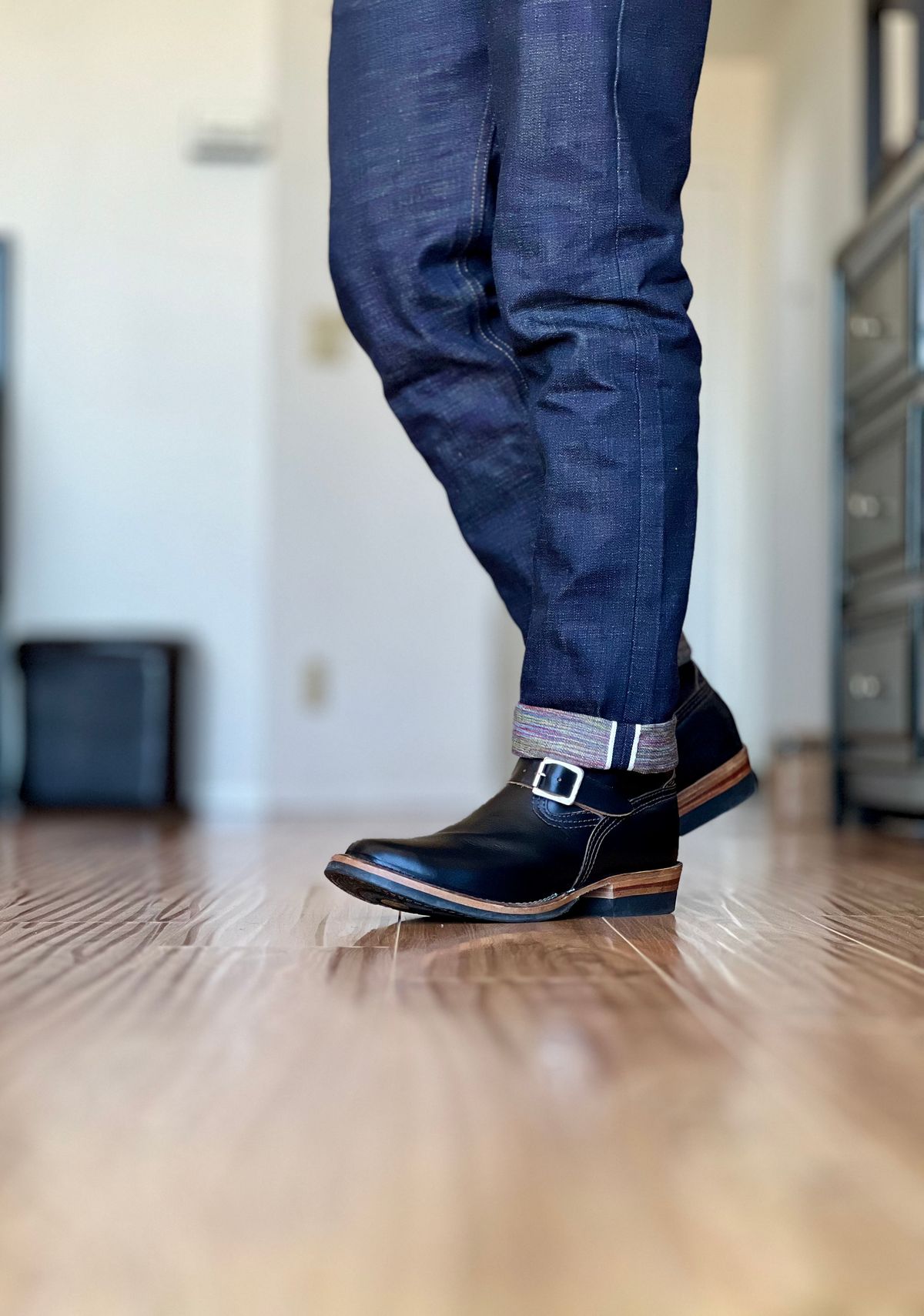 Photo by patinatimes on April 3, 2024 of the Wesco Mister Lou in Horween Black Chromexcel Horsehide.