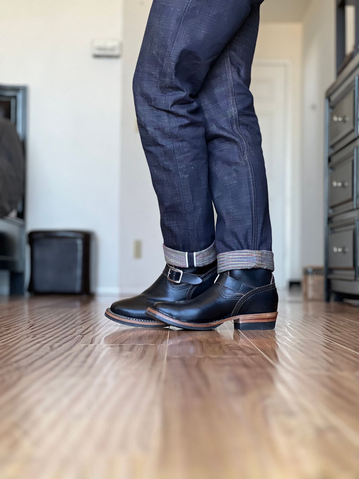 Photo by patinatimes on April 3, 2024 of the Wesco Mister Lou in Horween Black Chromexcel Horsehide.