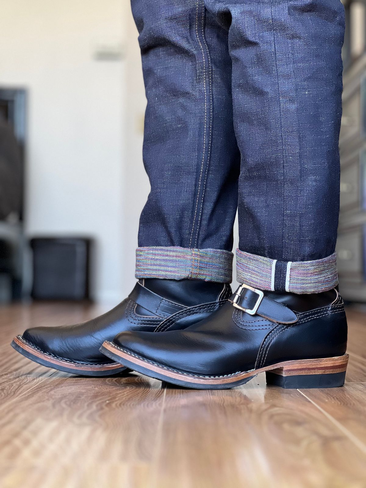 Photo by patinatimes on April 3, 2024 of the Wesco Mister Lou in Horween Black Chromexcel Horsehide.
