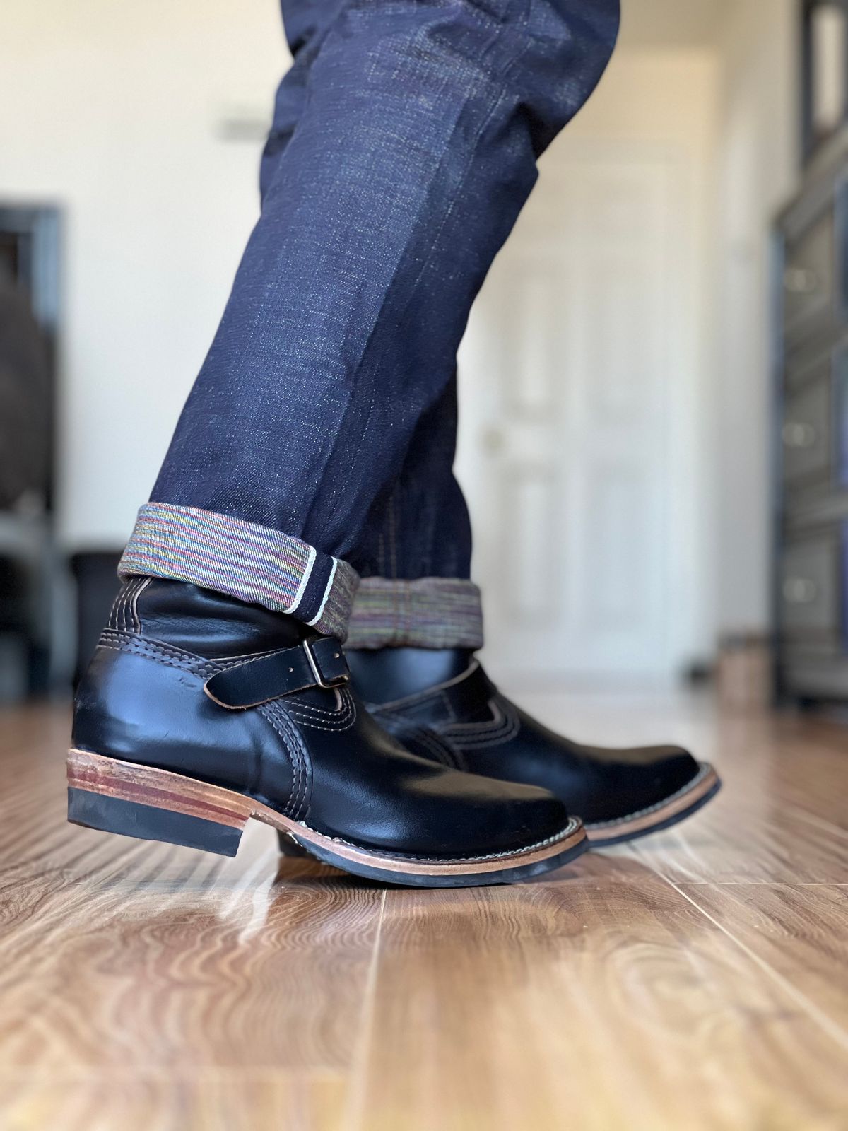 Photo by patinatimes on April 3, 2024 of the Wesco Mister Lou in Horween Black Chromexcel Horsehide.