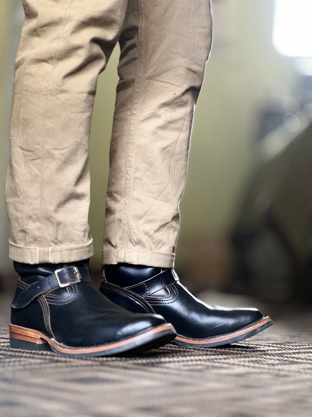 Photo by patinatimes on October 12, 2024 of the Wesco Mister Lou in Horween Black Chromexcel Horsehide.