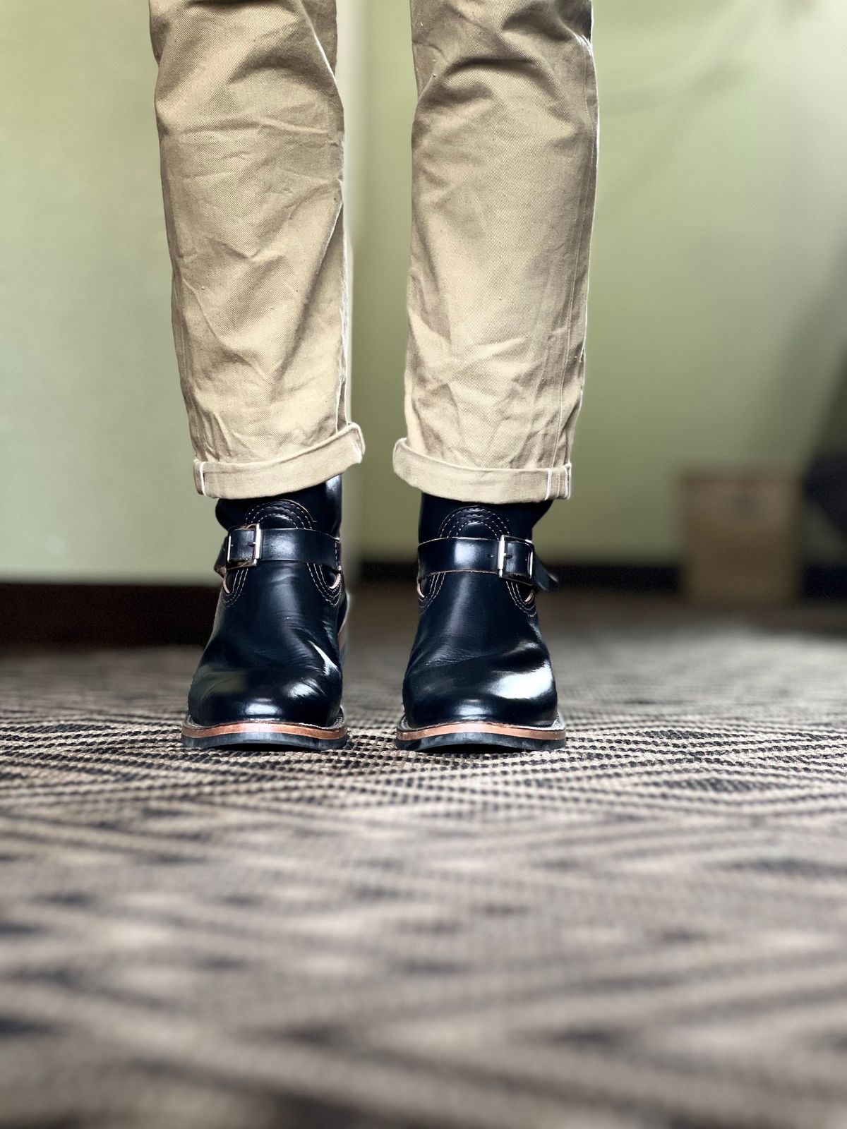 Photo by patinatimes on October 12, 2024 of the Wesco Mister Lou in Horween Black Chromexcel Horsehide.