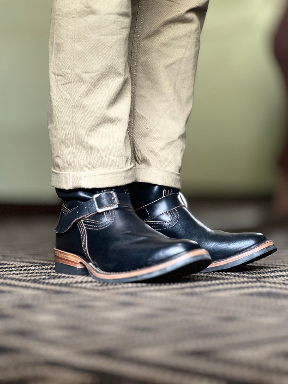 Photo by patinatimes on October 12, 2024 of the Wesco Mister Lou in Horween Black Chromexcel Horsehide.