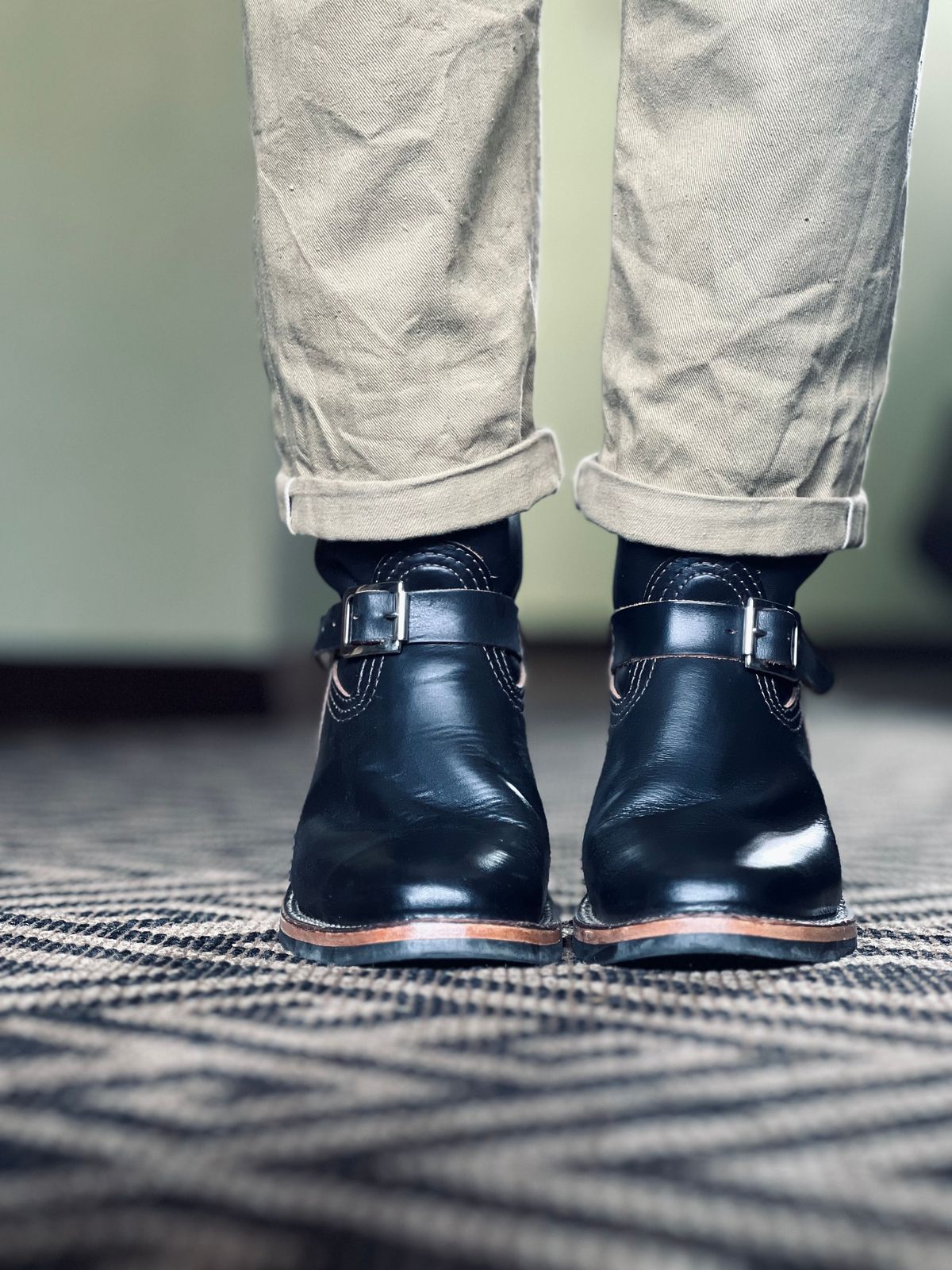 Photo by patinatimes on October 12, 2024 of the Wesco Mister Lou in Horween Black Chromexcel Horsehide.