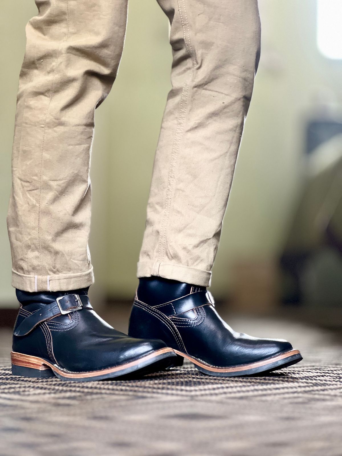 Photo by patinatimes on October 12, 2024 of the Wesco Mister Lou in Horween Black Chromexcel Horsehide.