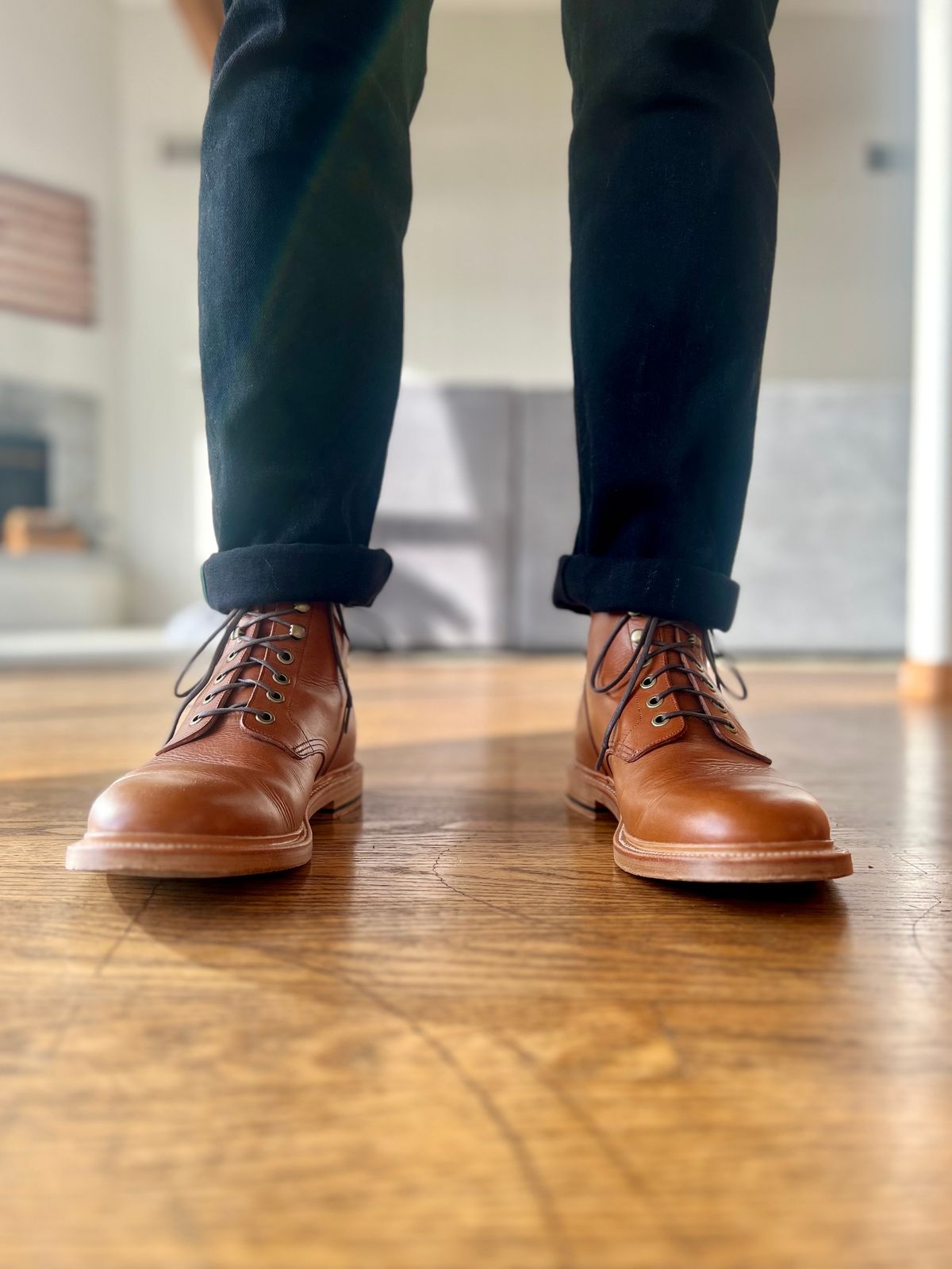 Photo by patinatimes on February 17, 2023 of the Grant Stone Diesel Boot in Badalassi Carlo Saddle Tan Minerva.