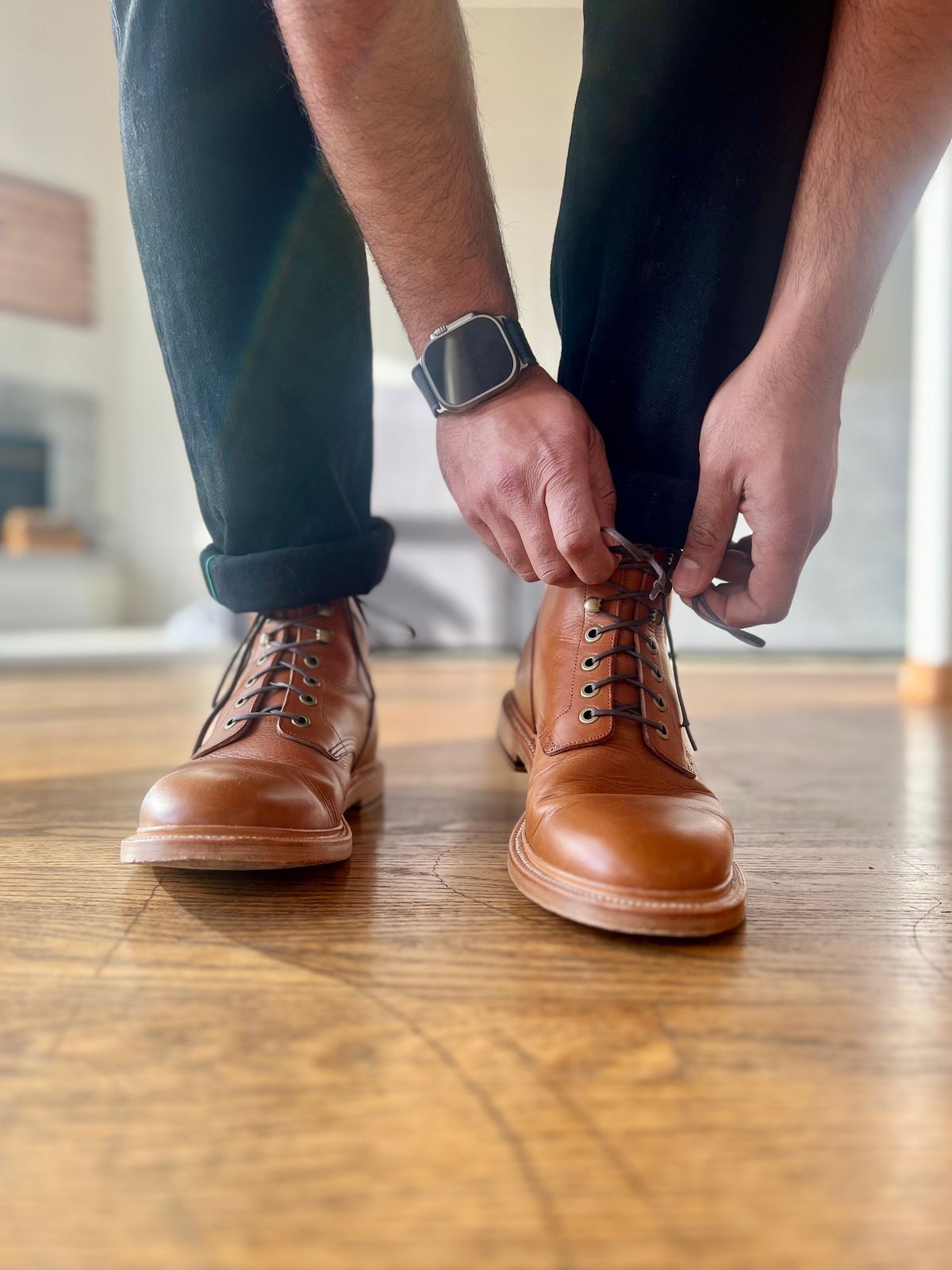 Photo by patinatimes on February 17, 2023 of the Grant Stone Diesel Boot in Badalassi Carlo Saddle Tan Minerva.