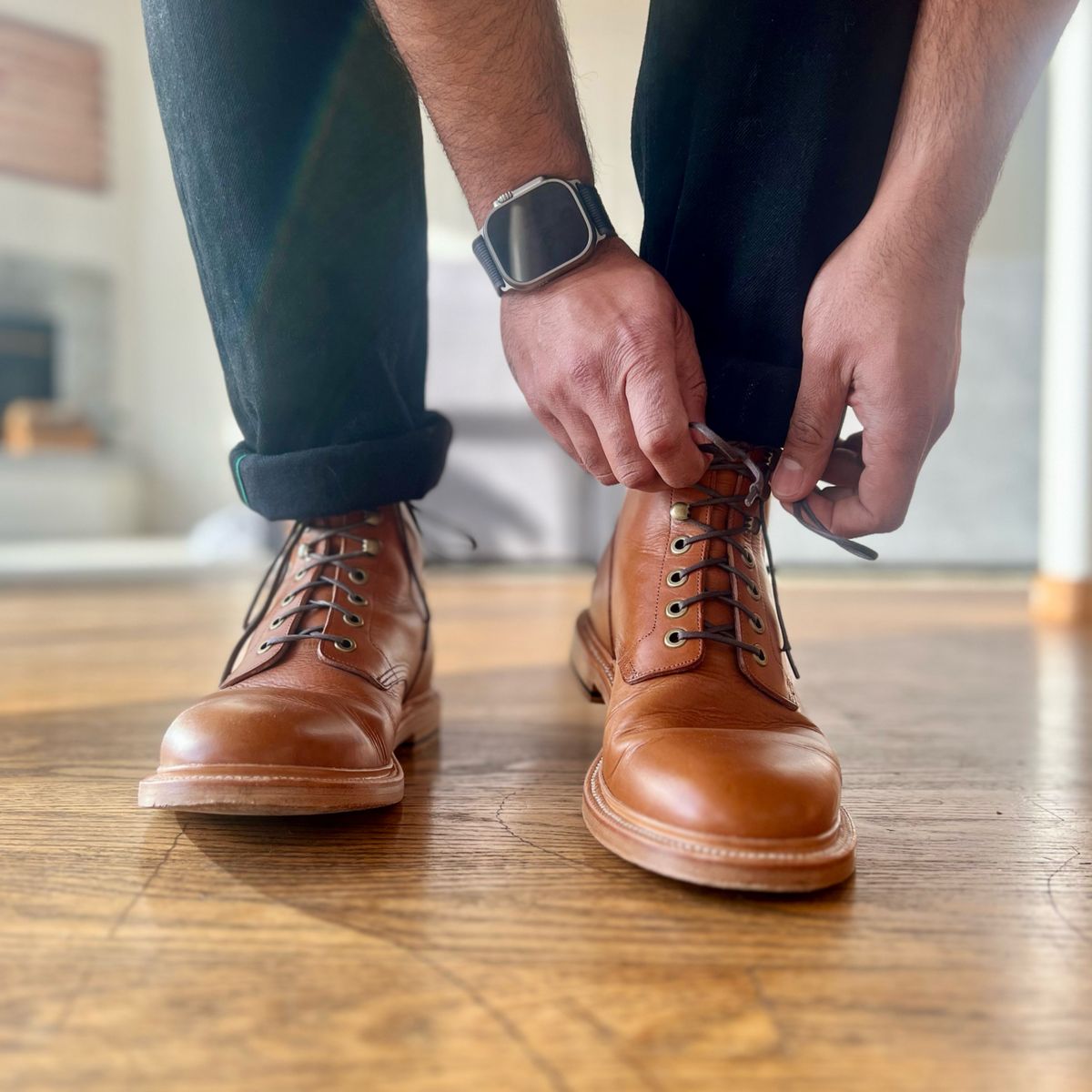 Photo by patinatimes on February 17, 2023 of the Grant Stone Diesel Boot in Badalassi Carlo Saddle Tan Minerva.