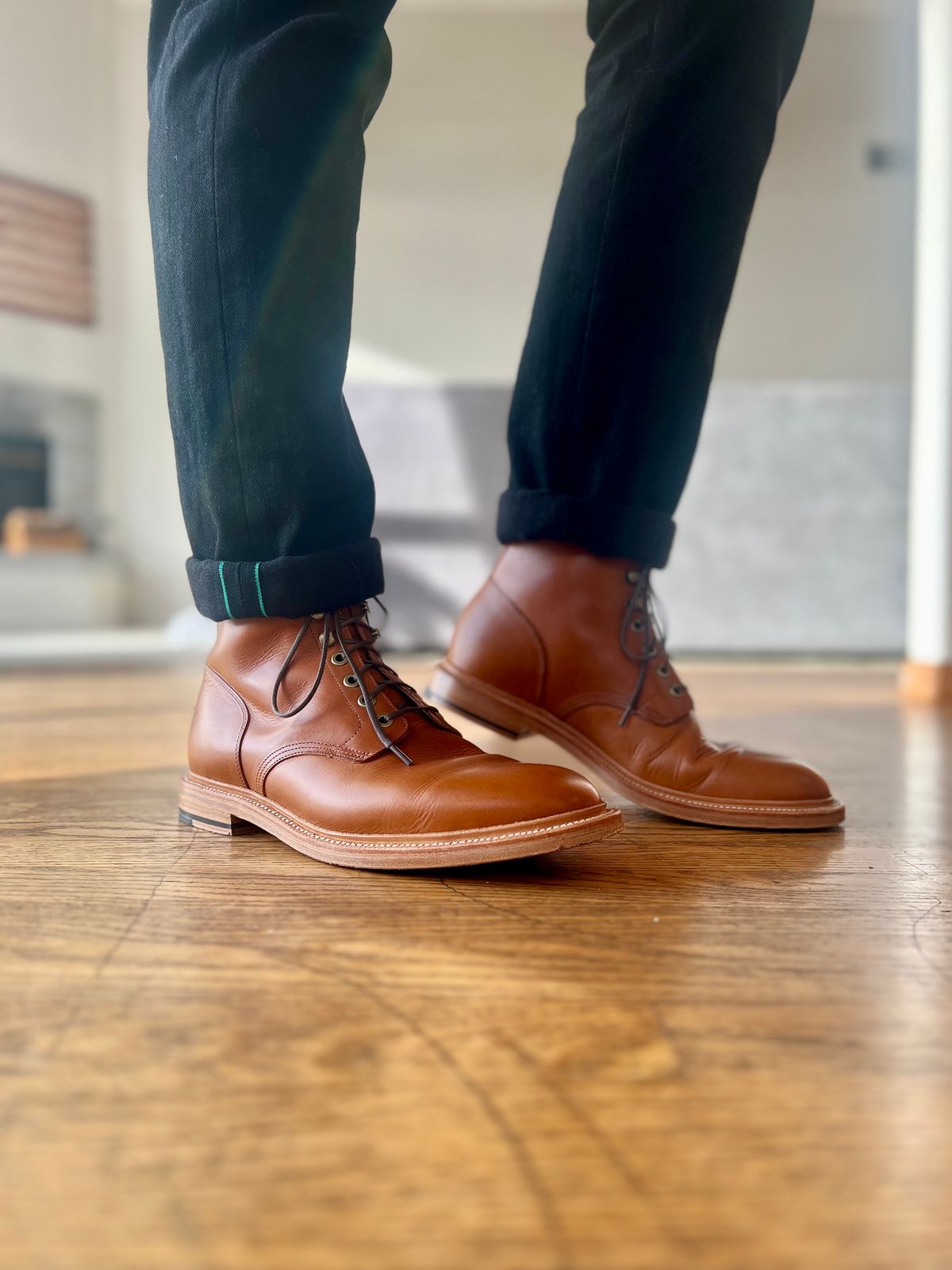 Photo by patinatimes on February 17, 2023 of the Grant Stone Diesel Boot in Badalassi Carlo Saddle Tan Minerva.