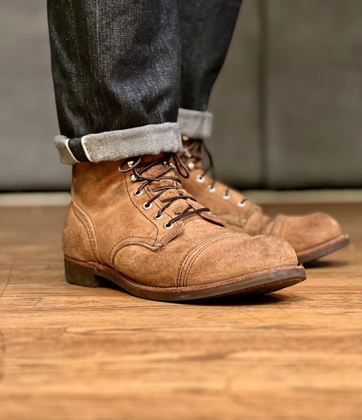 Photo by patinatimes on February 26, 2023 of the Red Wing Iron Ranger in S.B. Foot Hawthorne Muleskinner.