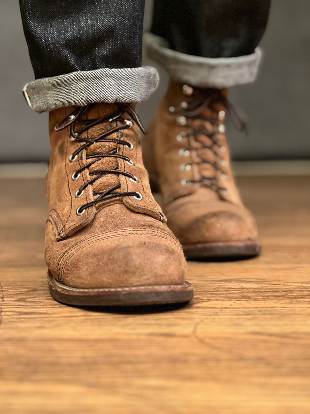 Photo by patinatimes on February 26, 2023 of the Red Wing Iron Ranger in S.B. Foot Hawthorne Muleskinner.