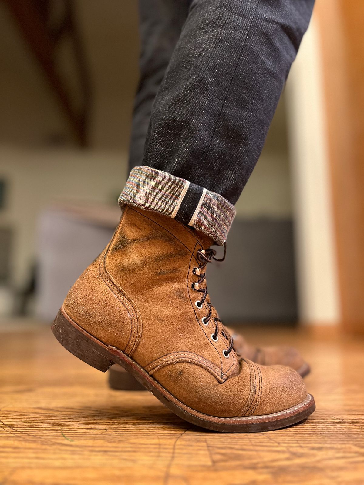 Photo by patinatimes on February 21, 2024 of the Red Wing Iron Ranger in S.B. Foot Hawthorne Muleskinner.