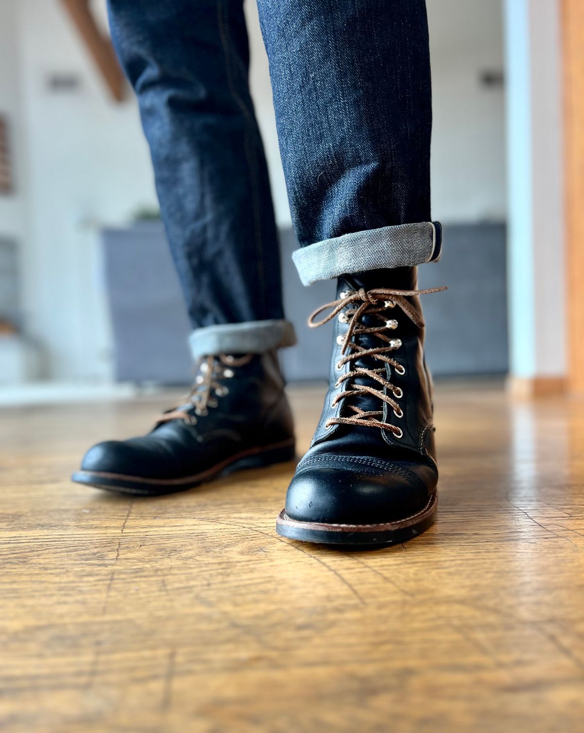 Photo by patinatimes on March 10, 2023 of the Red Wing Iron Ranger in S.B. Foot Black Harness.