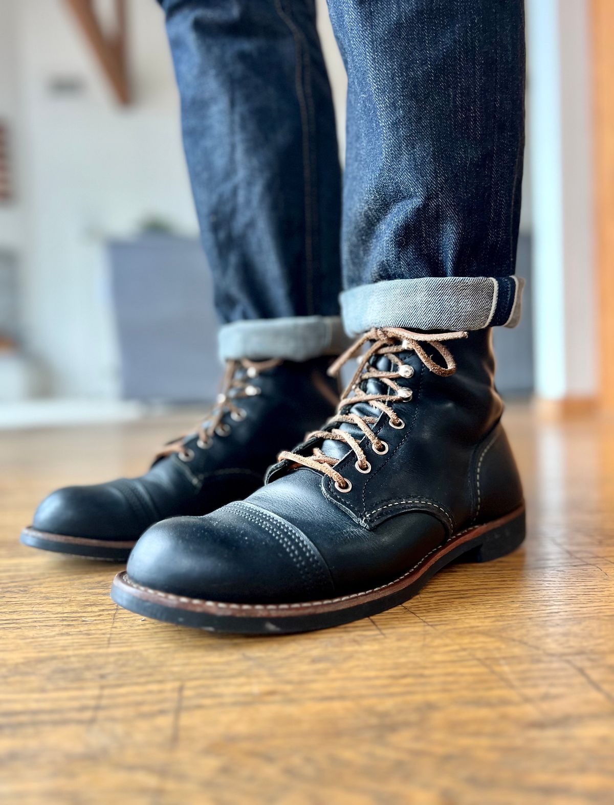 Photo by patinatimes on March 10, 2023 of the Red Wing Iron Ranger in S.B. Foot Black Harness.