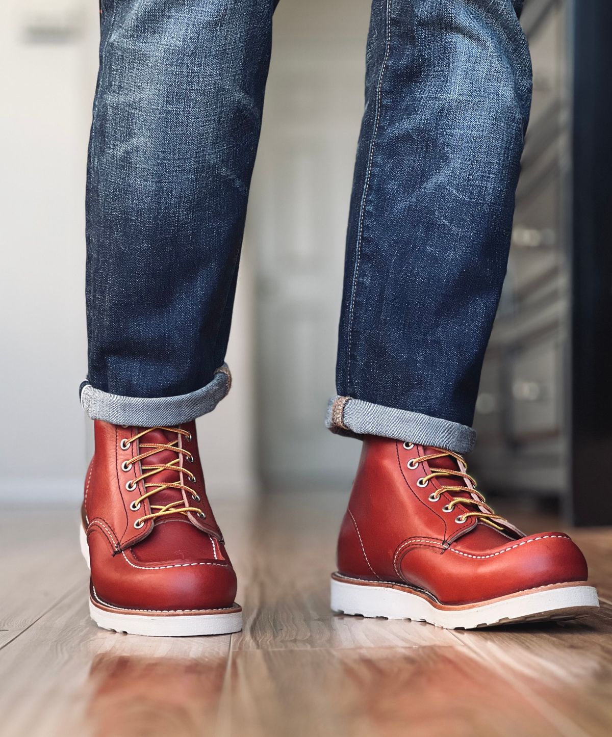 Photo by patinatimes on December 9, 2024 of the Red Wing 6-Inch Classic Moc in S.B. Foot Oro-Russet Portage.