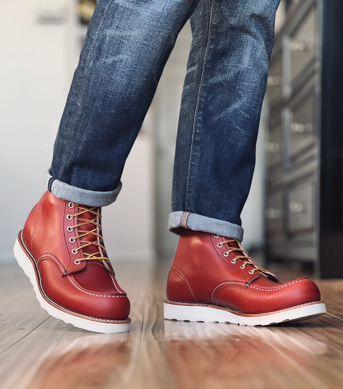 Photo by patinatimes on December 9, 2024 of the Red Wing 6-Inch Classic Moc in S.B. Foot Oro-Russet Portage.