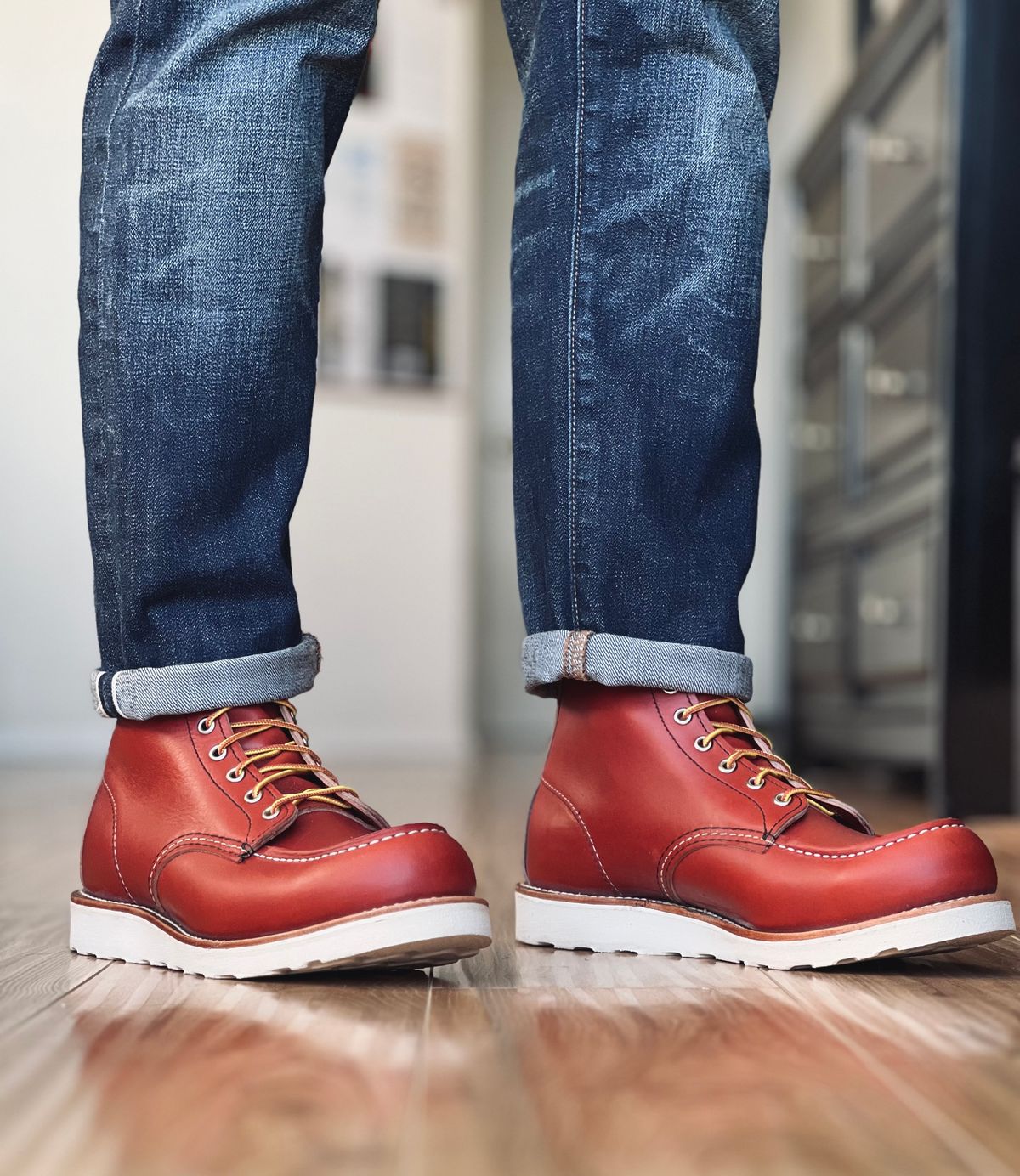 Photo by patinatimes on December 9, 2024 of the Red Wing 6-Inch Classic Moc in S.B. Foot Oro-Russet Portage.