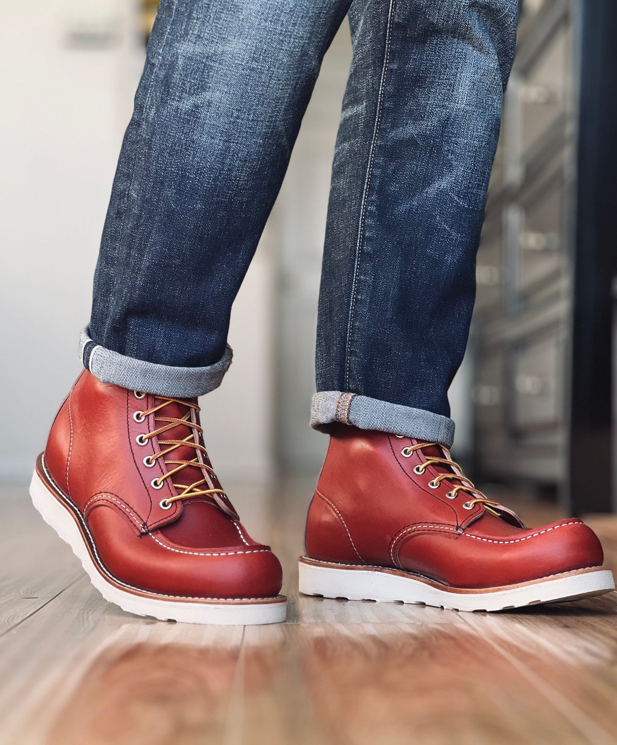 Photo by patinatimes on December 9, 2024 of the Red Wing 6-Inch Classic Moc in S.B. Foot Oro-Russet Portage.