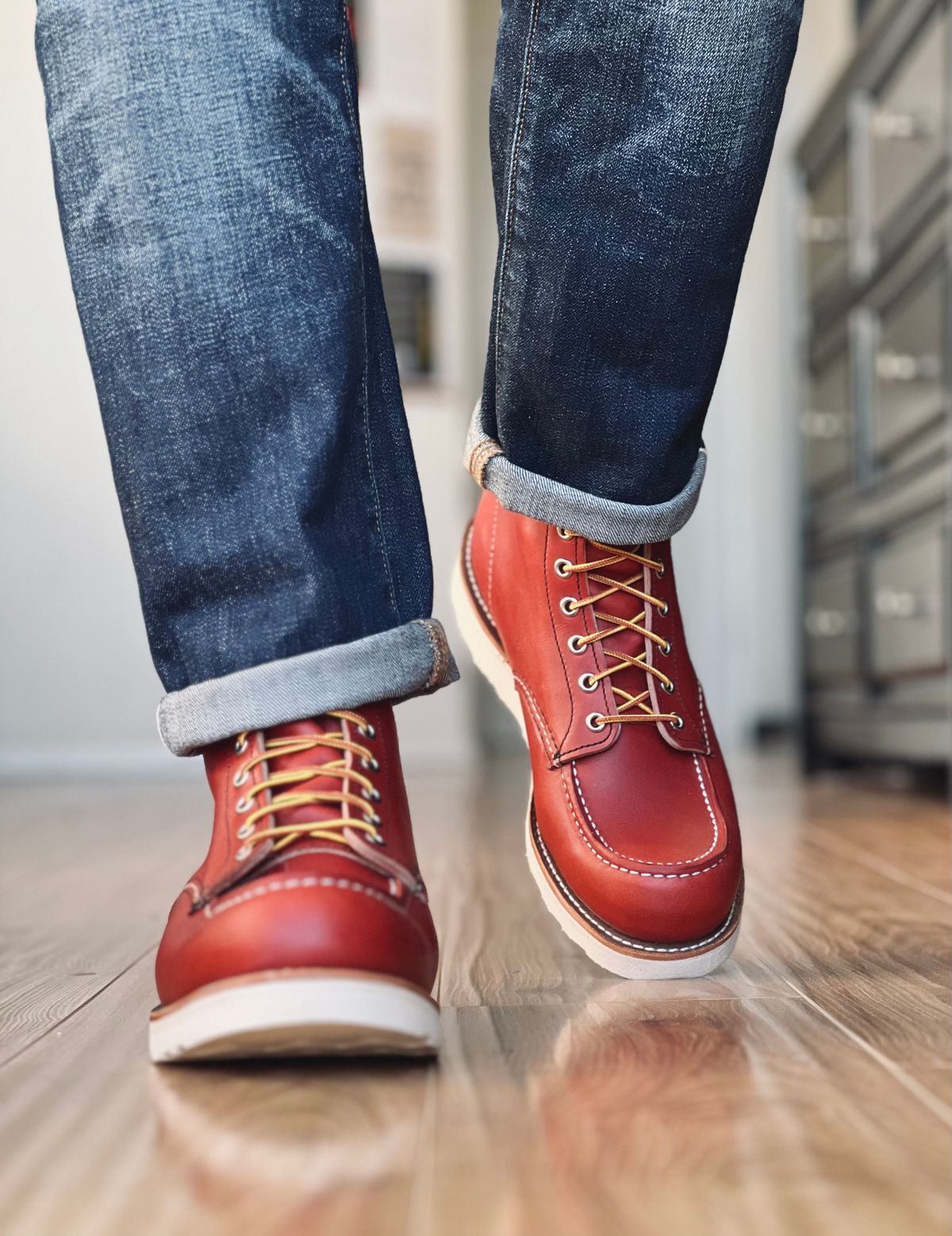 Photo by patinatimes on December 9, 2024 of the Red Wing 6-Inch Classic Moc in S.B. Foot Oro-Russet Portage.