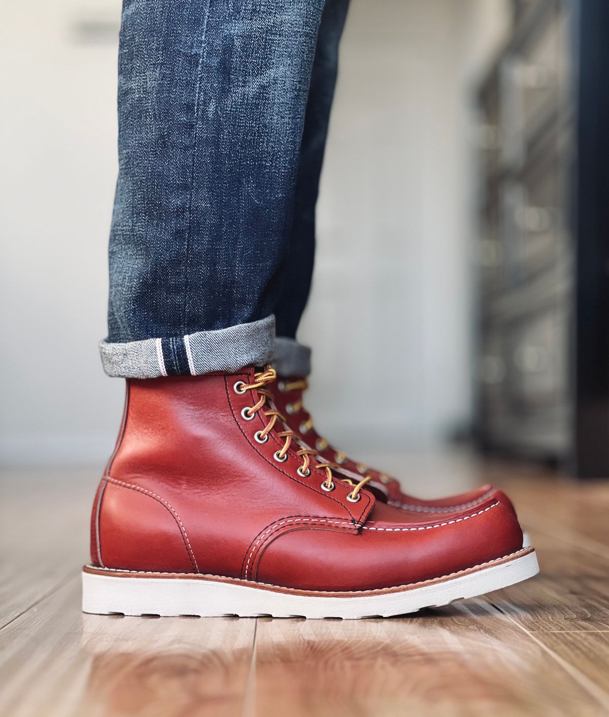 Photo by patinatimes on December 9, 2024 of the Red Wing 6-Inch Classic Moc in S.B. Foot Oro-Russet Portage.