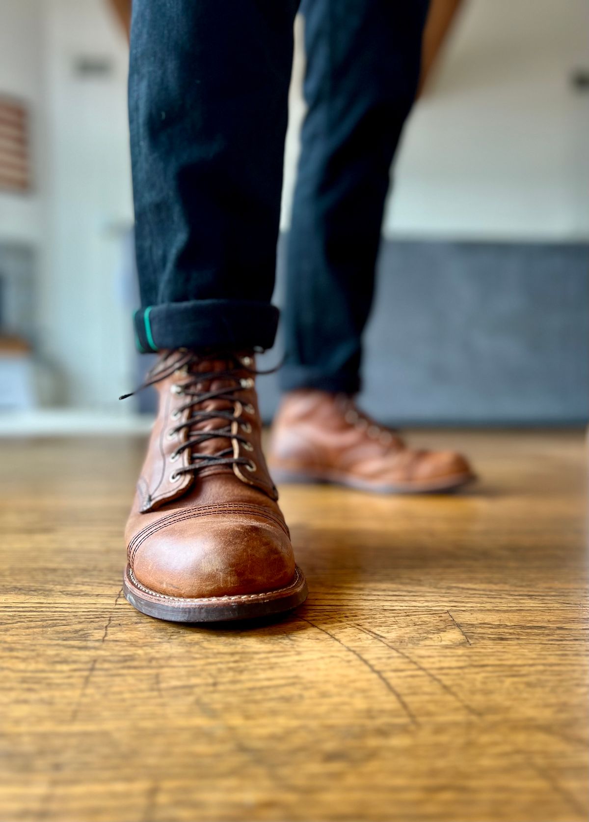 Photo by patinatimes on March 11, 2023 of the Red Wing Iron Ranger in S.B. Foot Copper Rough and Tough.